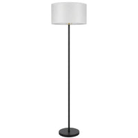 Avira 61 Inch Floor Lamp, String Pattern White Fabric Shade, Black Metal - BM351729
