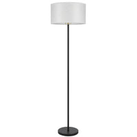 Avira 61 Inch Floor Lamp, String Pattern White Fabric Shade, Black Metal - BM351729