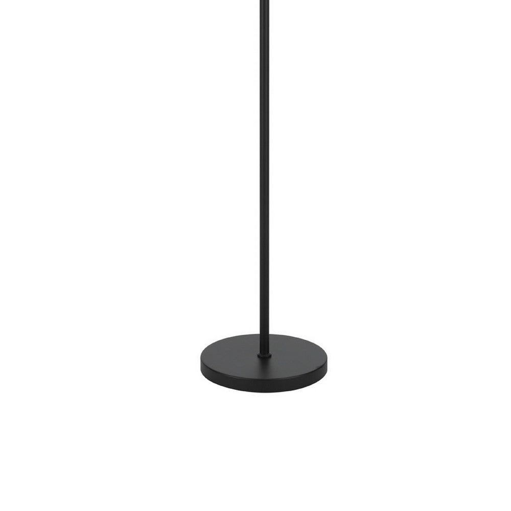 Avira 61 Inch Floor Lamp, String Pattern White Fabric Shade, Black Metal - BM351729