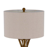 Table Lamp, Twisted Hourglass Gold Base, Light Brown Shade, 31 Inch - BM351730