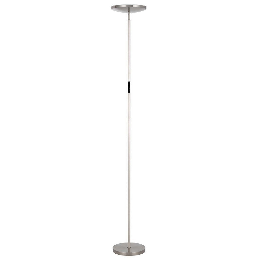 Floor Lamp with LED Torchiere, Touch Dimmer, 70 Inch Brushed Steel - BM351731