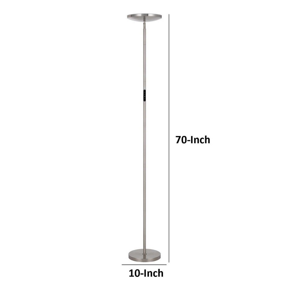 Floor Lamp with LED Torchiere, Touch Dimmer, 70 Inch Brushed Steel - BM351731