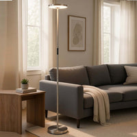 Floor Lamp with LED Torchiere, Touch Dimmer, 70 Inch Brushed Steel - BM351731