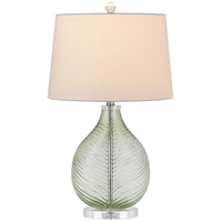 Table Lamp, White Drum Shade, 26 Inch Lime Green Faceted Teardrop Base - BM351733