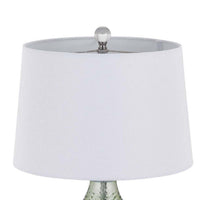 Table Lamp, White Drum Shade, 26 Inch Lime Green Faceted Teardrop Base - BM351733
