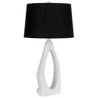 Table Lamp with Black Drum Shade, Sculpted White Resin Base, 30 Inch - BM351734