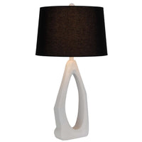 Table Lamp with Black Drum Shade, Sculpted White Resin Base, 30 Inch - BM351734