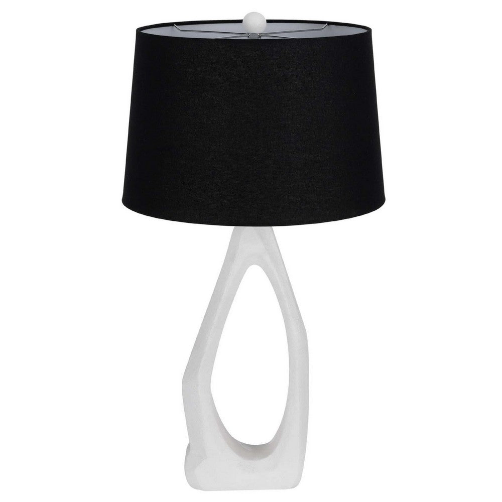 Table Lamp with Black Drum Shade, Sculpted White Resin Base, 30 Inch - BM351734