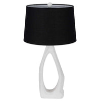 Table Lamp with Black Drum Shade, Sculpted White Resin Base, 30 Inch - BM351734