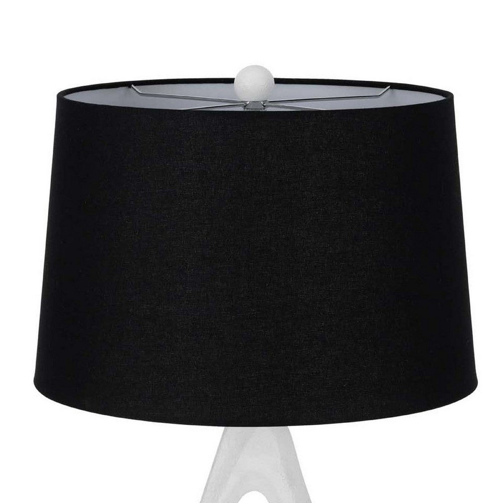 Table Lamp with Black Drum Shade, Sculpted White Resin Base, 30 Inch - BM351734
