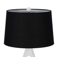 Table Lamp with Black Drum Shade, Sculpted White Resin Base, 30 Inch - BM351734