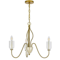 5 Light Candelabra Chandelier with Glass Shades, 32 Inch Antique Brass - BM351736