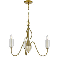 5 Light Candelabra Chandelier with Glass Shades, 32 Inch Antique Brass - BM351736
