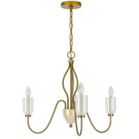 5 Light Candelabra Chandelier with Glass Shades, 32 Inch Antique Brass - BM351736