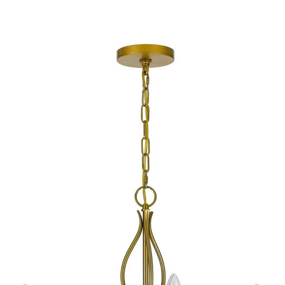 5 Light Candelabra Chandelier with Glass Shades, 32 Inch Antique Brass - BM351736