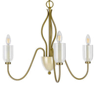 5 Light Candelabra Chandelier with Glass Shades, 32 Inch Antique Brass - BM351736
