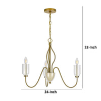 5 Light Candelabra Chandelier with Glass Shades, 32 Inch Antique Brass - BM351736