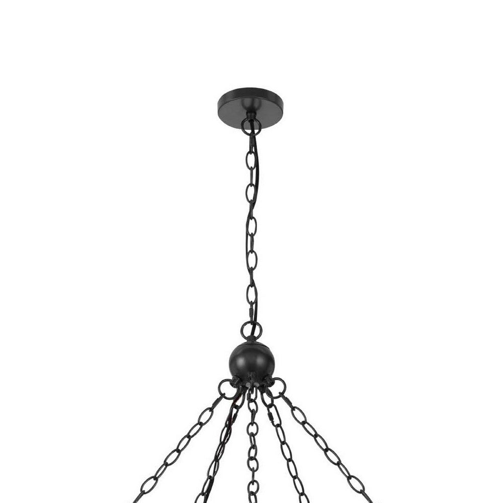 5-Light Chandelier, Burlap Accents, Glass Shades, 34 Inch Antique Brass - BM351737