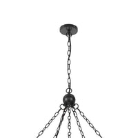 5-Light Chandelier, Burlap Accents, Glass Shades, 34 Inch Antique Brass - BM351737