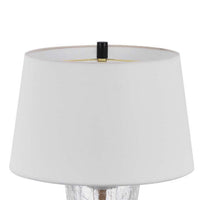 Table Lamp with LED Light, White Shade, 31 Inch Hourglass Glass Base - BM351738
