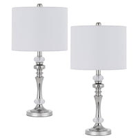 Set of 2 Table Lamps, Crystal Accent Candlestick Body, White Shade - BM351739