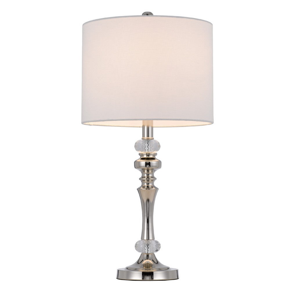 Set of 2 Table Lamps, Crystal Accent Candlestick Body, White Shade - BM351739