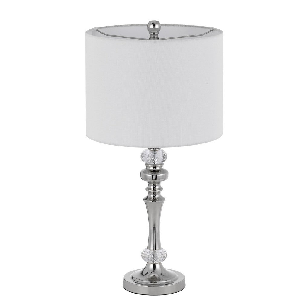Set of 2 Table Lamps, Crystal Accent Candlestick Body, White Shade - BM351739