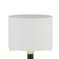Table Lamp, Off White Drum Shade, 28 Inch Black Body with Brass Accent - BM351740