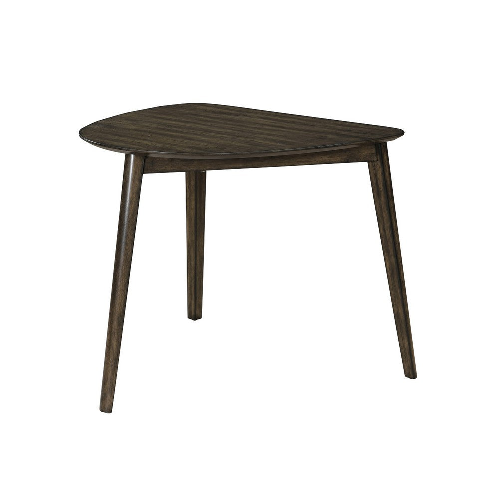 Roxy Corner Dining Table, 35 Inch Triangular Shape, Walnut Brown Wood - BM351744