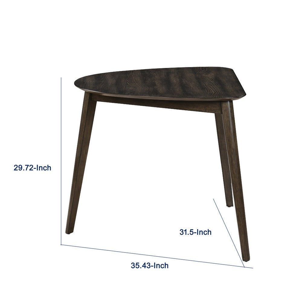 Roxy Corner Dining Table, 35 Inch Triangular Shape, Walnut Brown Wood - BM351744