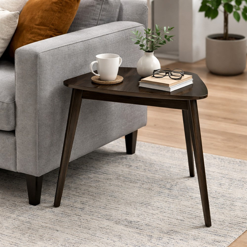 Roxy Corner Dining Table, 35 Inch Triangular Shape, Walnut Brown Wood - BM351744