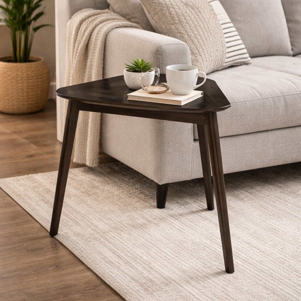 Roxy Corner Dining Table, 35 Inch Triangular Shape, Walnut Brown Wood - BM351744