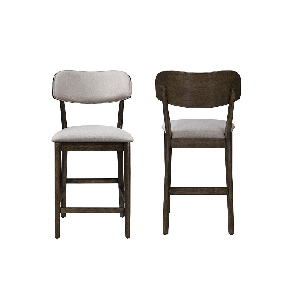 Roxy Counter Height Chair Set of 2, Open Back, Foam Fill Cream Polyester - BM351745