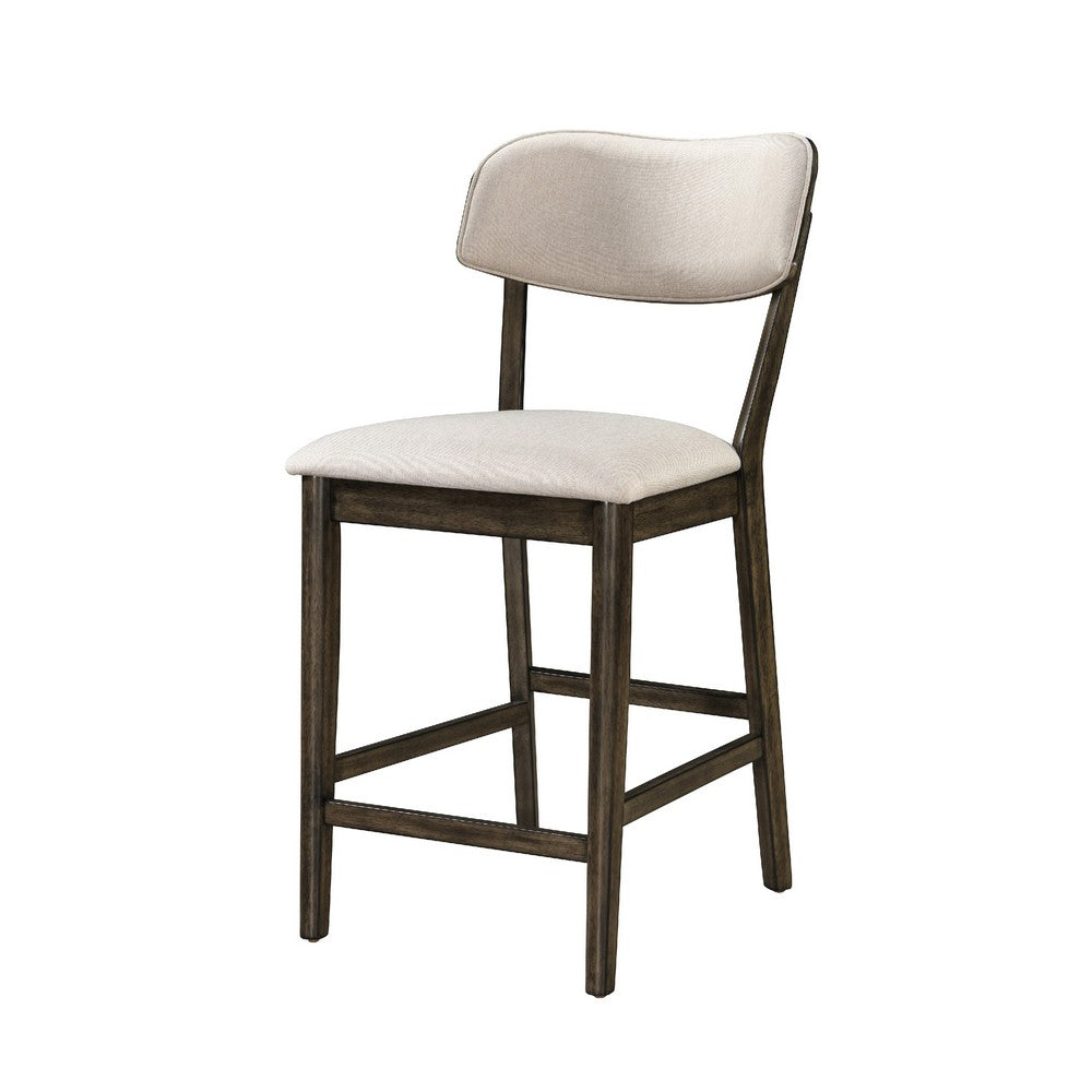 Roxy Counter Height Chair Set of 2, Open Back, Foam Fill Cream Polyester - BM351745