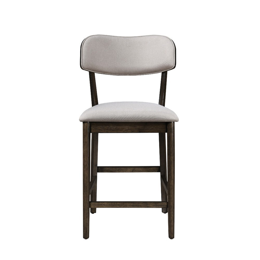 Roxy Counter Height Chair Set of 2, Open Back, Foam Fill Cream Polyester - BM351745