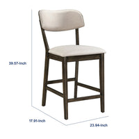 Roxy Counter Height Chair Set of 2, Open Back, Foam Fill Cream Polyester - BM351745