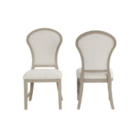 Lyne Dining Side Chair Set of 2, Hourglass Back, Ivory, Cerused Taupe - BM351746
