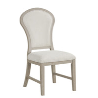 Lyne Dining Side Chair Set of 2, Hourglass Back, Ivory, Cerused Taupe - BM351746