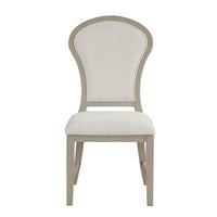 Lyne Dining Side Chair Set of 2, Hourglass Back, Ivory, Cerused Taupe - BM351746