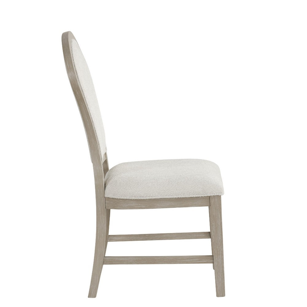 Lyne Dining Side Chair Set of 2, Hourglass Back, Ivory, Cerused Taupe - BM351746
