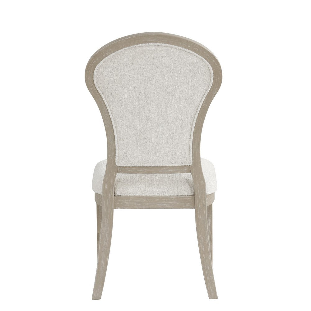 Lyne Dining Side Chair Set of 2, Hourglass Back, Ivory, Cerused Taupe - BM351746
