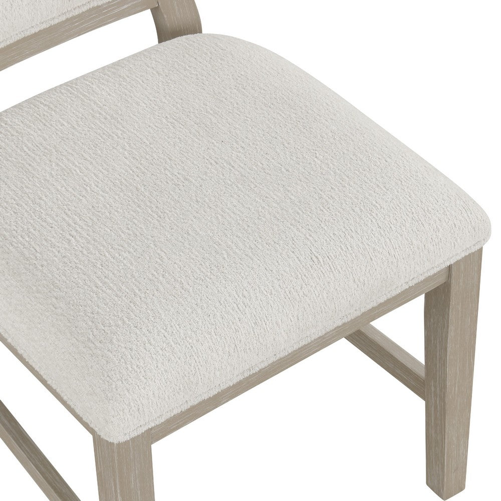 Lyne Dining Side Chair Set of 2, Hourglass Back, Ivory, Cerused Taupe - BM351746
