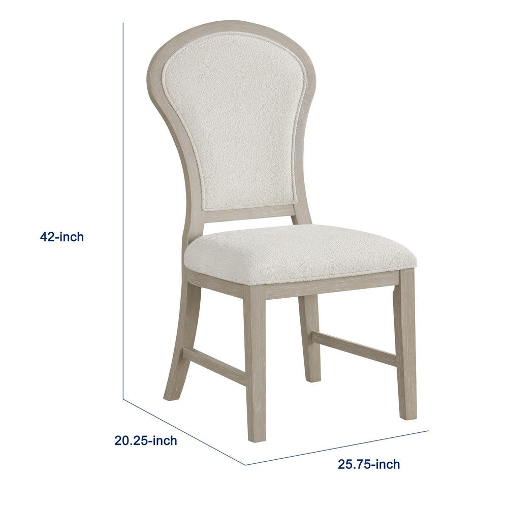 Lyne Dining Side Chair Set of 2, Hourglass Back, Ivory, Cerused Taupe - BM351746