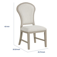 Lyne Dining Side Chair Set of 2, Hourglass Back, Ivory, Cerused Taupe - BM351746