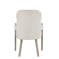 Lyne Dining Armchair Set of 2, Rounded Back, Ivory Fabric, Cerused Taupe - BM351747
