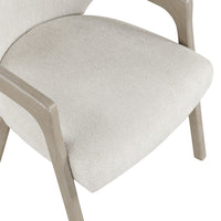 Lyne Dining Armchair Set of 2, Rounded Back, Ivory Fabric, Cerused Taupe - BM351747