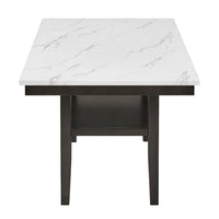 Risa Dining Table with Storage Shelf, 60 Inch Faux Marble Top, Espresso Wood - BM351748