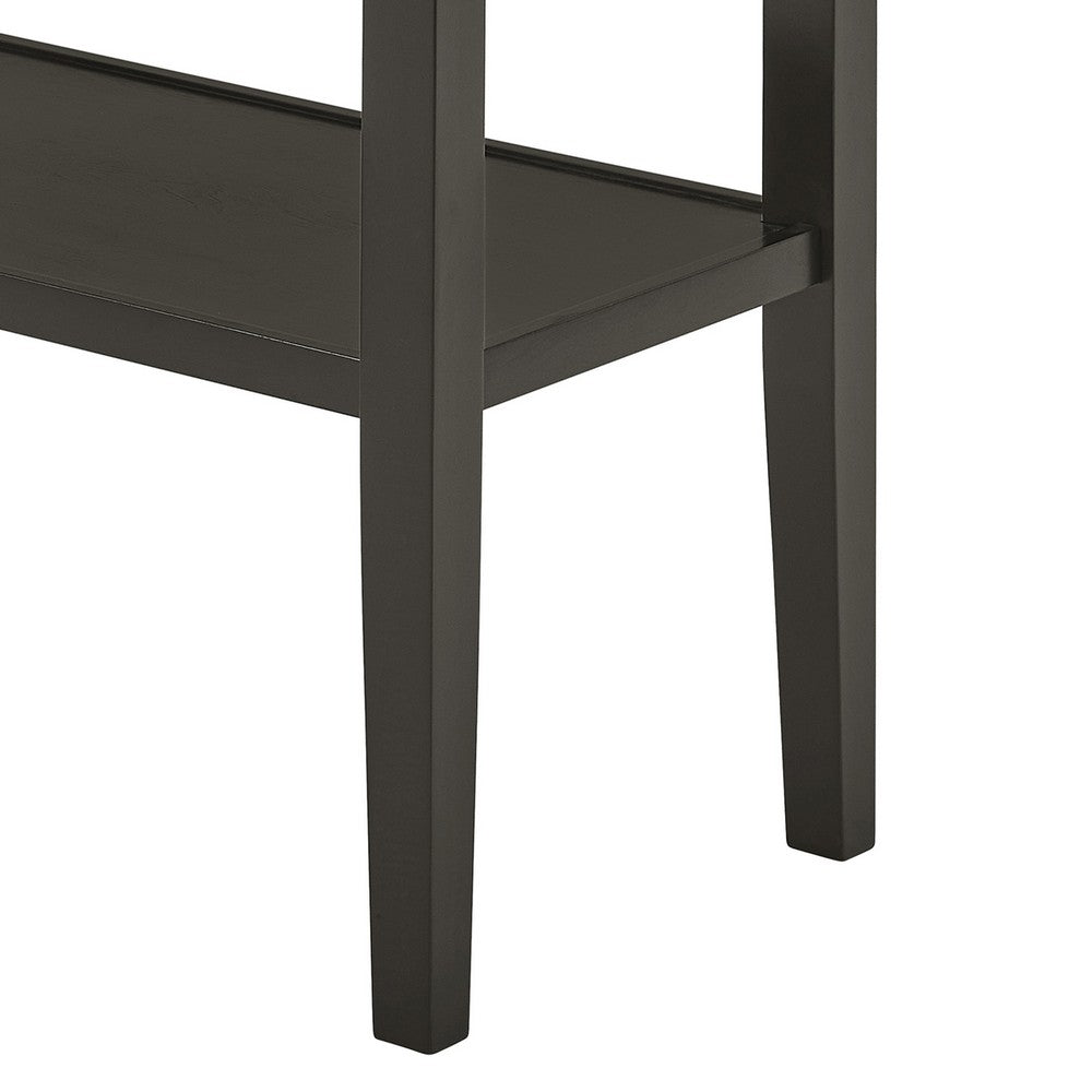 Risa Counter Height Table with Shelf, 60 Inch Faux Marble Top, Espresso Wood - BM351749