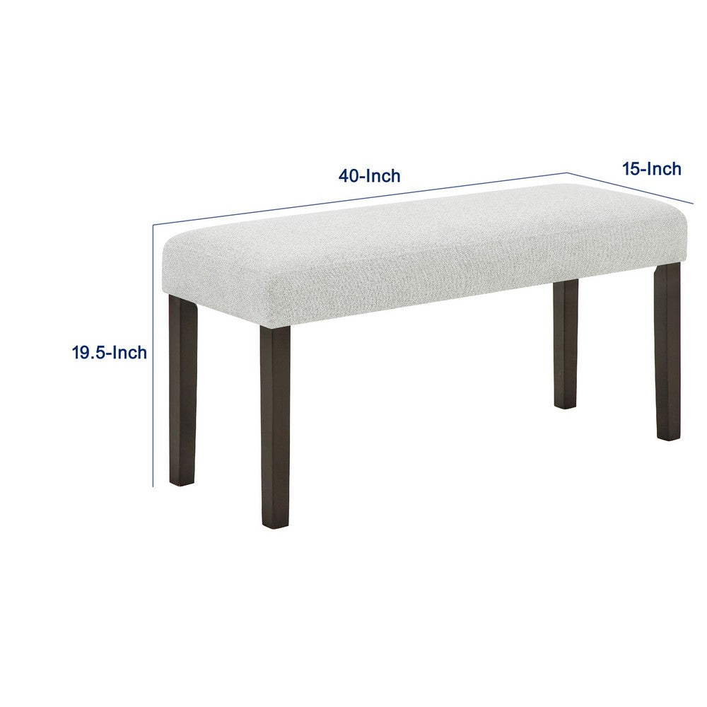 Risa Dining Bench, Gray Polyester Memory Foam Seat, Brown Wood 40 Inch - BM351752