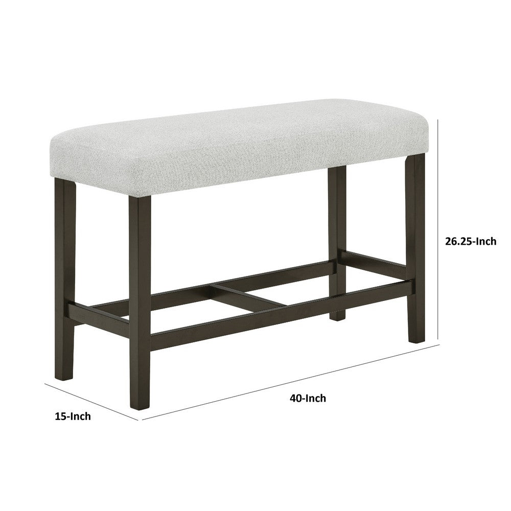 Risa Counter Height Bench, Gray Polyester Memory Foam Seat, Brown 40 Inch - BM351753
